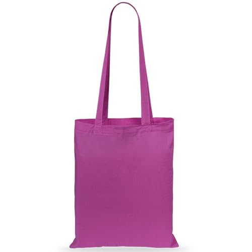 eBuyGB Shopping Tote Shoulder Bag, 100% Cotton, Fuchsia, 2.54 x 2.54 x 2.54 cm