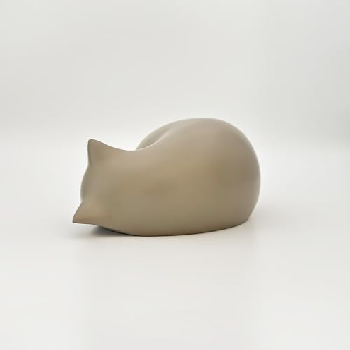 Comemori Urne in Form einer schlafenden Katze, Taupe (Beige, Sand)