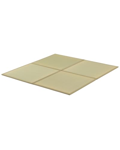 FULI Japanese Square Tatami Mat, 32x32x0.6 in, Natural, 4 Pieces, Igusa