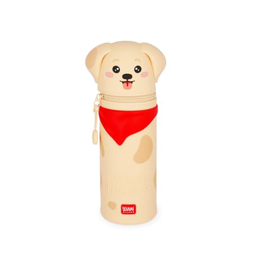 LEGAMI - Kawaii 2-in-1 Schulfach aus weichem Silikon Golden Tischstiftehalter Reißverschluss Stiftstifte H 20 cm