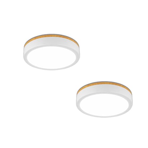 Image of 11 inch Minimalist Modern LED Ceiling Light, Painted Wood Grain Flush Mount with 5CCT 2700K-5000K, Dimmable LED Light Fixtures Ceiling Mount for Kitchen Bathroom Bedroom Hallway, 2 Packs