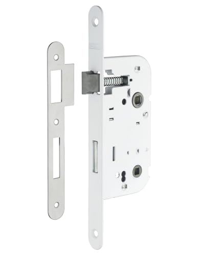 THIRARD - Serrure encastrable à condamnation pour porte de salle de bain et toilettes, axe 50mm, bouts ronds,