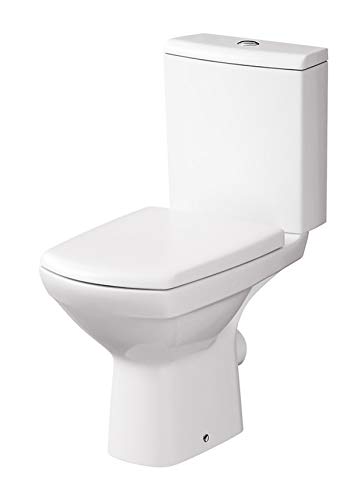 VBChome Keramik Stand WC Toilette Komplett Set Keramik WC- Sitz aus Duroplast mit Absenkautomatik SoftClose-Funktion für waagerechten Abgang Wasseranschluss Spülrandlos Modern – Bild 4