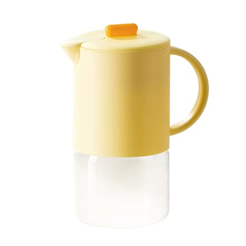Jarra de para jugo, jarra de vidrio de 1500 ml con tapa y asa, dispensador hermético de bebidas para té, café, bebidas calientes/frías, leche líquida, refrigerador, almacenamiento para fiestas