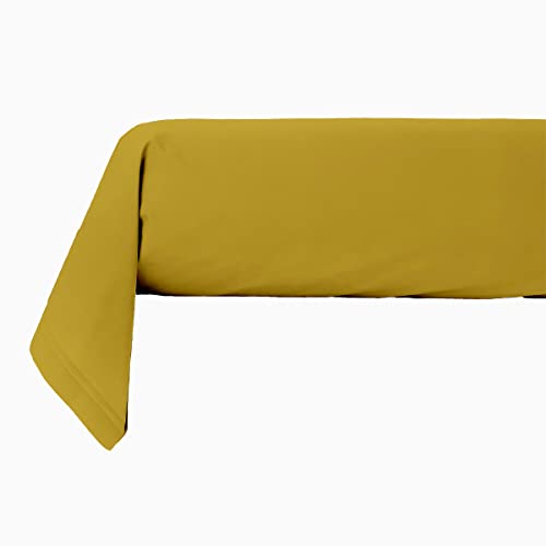 Taie traversin en Coton 57 Fils Unie Jaune Mimosa Jaune Moutarde 85x185cm