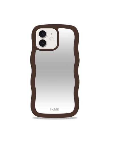 Holdit 耐衝撃 スマホケース (iPhone 16e / 15 / 14 / 13e / 15 / 14 / 13 / チョコレート ブラウン/ミラータイプ) 日本初上陸モデル スマホ ケース カバー なみなみ ウェーブ (衝撃吸収/TPU/ワイヤレ