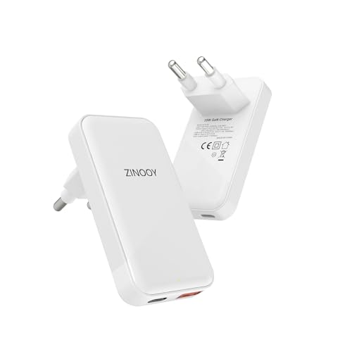 ZINOOY 35W Dual-Port Ladegerät PD/QC 3.0 USB-C und USB-A Schnellladegerät for iPhone 16/15 Samsung iPad Huawei Ultraflaches Netzteil für Unterwegs Zuhause Büro