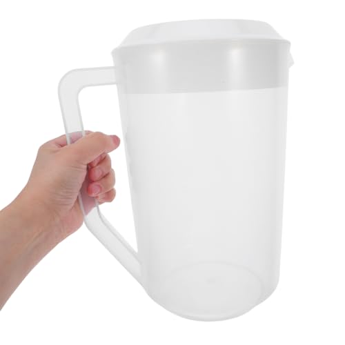 Image of 1 Gallon /4L Large Plastic Straining Pitcher,Clear Round Plastic Water Pitcher with Lids,Juice Mixing Pitcher with Handle for Hot /Cold Lemonade,Ice Tea