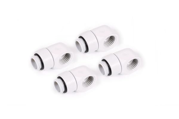 acool Eiszapfen L-connector rotatable G1/4 AG to G1/4 IG - 4pcs Set White Water Cooling System PC G1/4 Fitting Adapter Male to Female 90 Degree Elbow Fittings Brass Connector White 4pcs Set [17619]