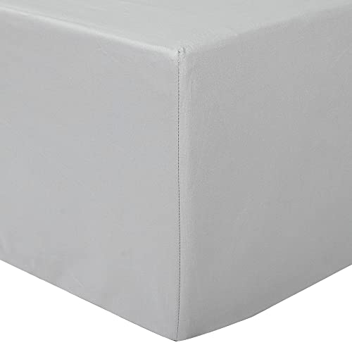 Image of SleepyCat 200TC Percale Fitted Sheets with 1 Pillowcase | 100% Breathable Cotton Bedsheet | Cool & Crsip Feel | 360 Elastic Grip for Easy Tuck| Dolphin Grey, Double Size, 72x48 Inch