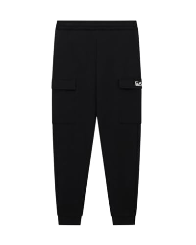 EA7 Emporio Armani 8NPP68 Core Identity Cargo Trousers in Fleece Cotton Blend, 8NPP68, Black, 3XL
