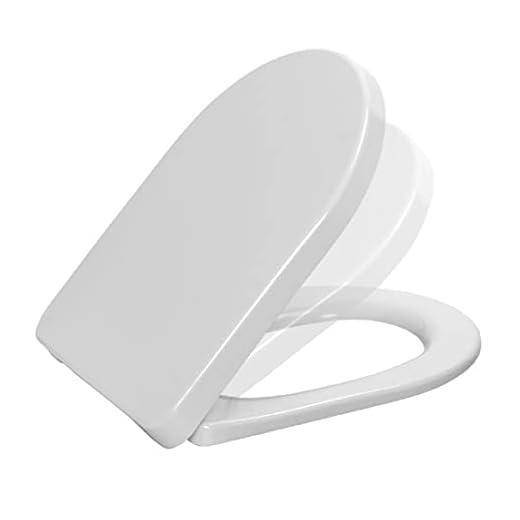 Ramm Toilettensitz mit Absenkautomatik Soft Close | WC Sitz aus antibakteriellem Duroplast mit Quick-Release-Funktion | Made in EU |kompatibel mit Roca Happening | inklusive Befestigungsmaterial