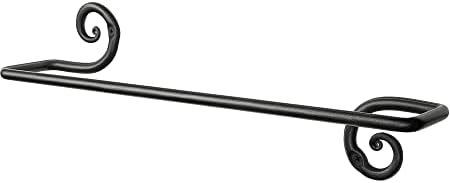 RTZEN Towel Rack for Bathroom - Swirl Curve Detail Wrought Iron Wall Mount Holder for Bathroom or Kitchen Towels - Matte Black Bathroom Accessories Towel Bar - 16 Inch Towel Rack (Medium)