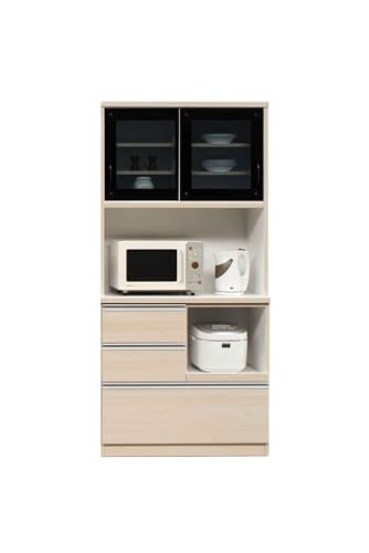 関家具(Sekikagu) 食器棚 キッチンボード レンジボード ダイニングボード 国産 日本製 収納 幅90 棚 扉 キッチン ホワイト ブラウン 完成品 収納 木製 ミルコ 宅配便軒先MK 360305