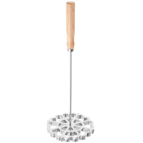 minkissy Cuchara para Freír Panqueques y Bocadillos Mango de Madera Acero Inoxidable Adecuado para Repostería y Cocina Casera