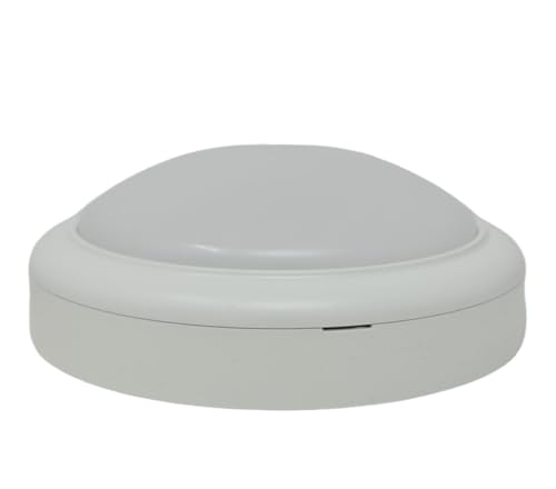 UKEW 15W LED Bulkhead Light - White Trim Flush Round Dome SMD Daylight 6500K IP65 Waterproof Frosted Cover Wall Ceiling Mounted Fitting for Bathroom Hallways
