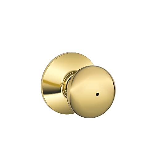 SCHLAGE 563041 F40 PLY 605 Plymouth Door Knob, Bed & Bath Privacy Lock, Bright Brass