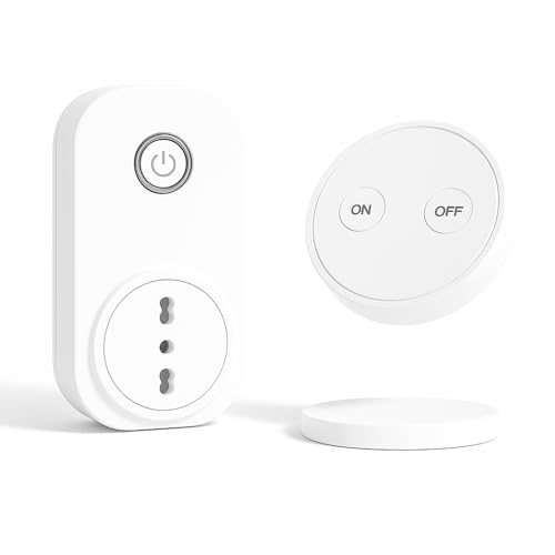 LoraTap Funksteckdose mit Fernbedienung, elektrischer Stecker mit Schalter ohne Kabel 200 m Remoto On/Off für Elektrogeräte, No WiFi, No App, 10A/2500W, Weiß, 5 Jahre Garantie