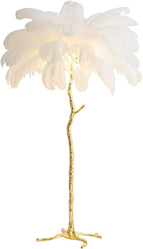 Lámpara de pie dorada regulable de plumas para iluminar con suavidad 2