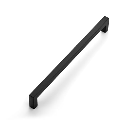 Image of Ravinte Matte Black Square Cabinet Handles Drawer Pulls 10 Inch 1 Pack | Screws Included, Square Bar Grip, Smooth Touch, Stainless Steel, Easy Installation, For Cupboards, Drawers, Dressers, Cabinet