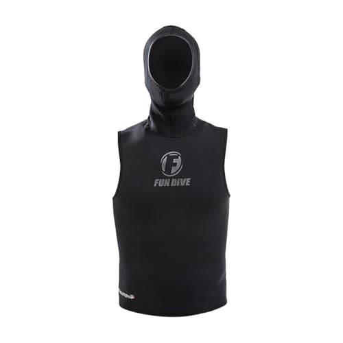 Fun Dive Colete Capuz 3mm COL-NEOFLEX, Neoprene Premium 4-Way Stretch, Preto, XS-3XL, Vedação Extra, para Mergulho e Pesca Subaquática (XX-Grande)