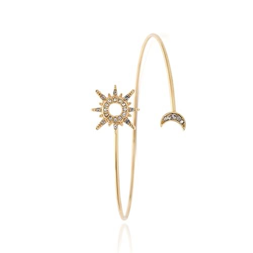 Gold Arm Cuff for Women Upper Open Cuff Wrap Bracelet Adjustable Sun Moon/Leaf/Butterfly Chain Upper Arm Band Armlet Summer Minimalist Jewelry2