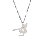 Amaxer Collar de gimnasia para niñas, de acero inoxidable, joyería de gimnasia, regalo para gimnasia, collar con colgante para mujeres y niñas, L50, Acero inoxidable