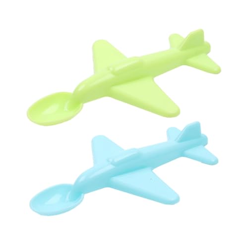 Set 2 Cucchiaini Per Bambini In Plastica Senza BPA - Design A Aeroplano Con Manico Ergonomico - Foto 4