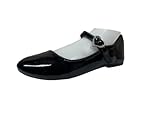Fermeture Chaussures d\'école noires vernies pour filles Love Ballet Chaussures plates Escarpins Dolly C11 à 4, Noir , 32 EU