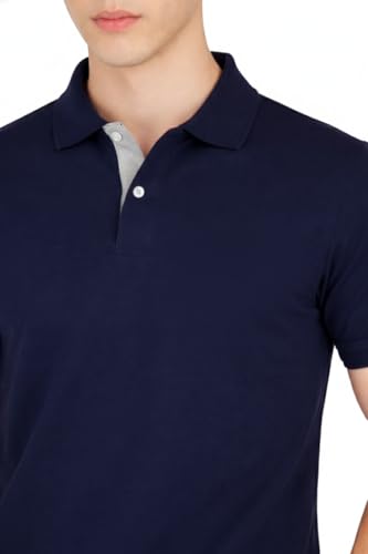 Image of Men's Solid Polo T-Shirt | Short Sleeve | Regular Fit | Soft Breathable Fabric | Casual & Smart Wear | Button Placket Collar Top |