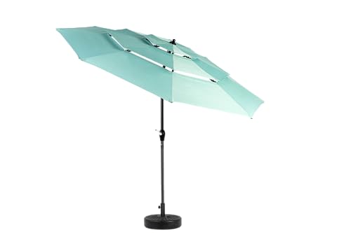 Tidyard Gartenschirm, Doppelseitiger großer rechteckiger Marktschirm mit Kurbel (Hellgrün), Aluminiumrahmen, 14.8 FT, für Garten, Gastronomie und Poolbereich