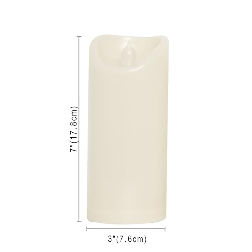 Image of CANDLE CHOICE Outdoor Battery Operated Flameless Candles with Remote Timer Waterproof Flickering Plastic Electric LED Pillar Lights for Lantern Patio Garden Wedding Party Decorations 3x7 Inches 2 PCS