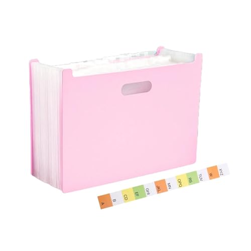 A4 アコーディオンフォルダー クリアインデックスラベル 拡張ドキュメントフォルダー ファイルオーガナイザー オフィスファイルキャビネット用デスク管理(Pink)