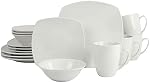 10 Strawberry Street Simply Square 16 Piece Dinnerware Set, Porcelain, White
