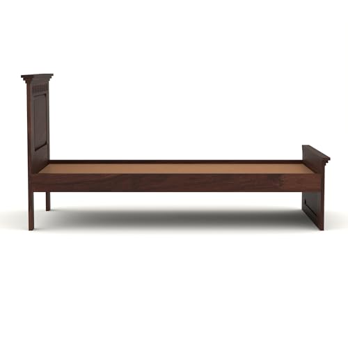 Image of Solid Sheesham Wooden Bed 6X4 Bed Single Bed Without Storage for Bedroom - Single Cot Wooden BedSingle Size for Living Room Guest Room - 12 Month Warranty (Liam Walnut)