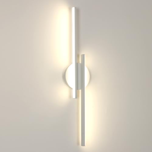 Riserva Aplique parede interior LED, 24 W 2700 LM candeeiro de parede branco moderno para quarto, salão, escada, 4500 K luz natural