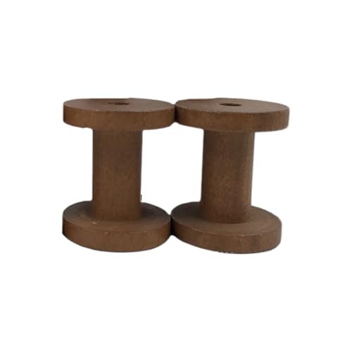 Image of lasenersm 2 Pieces Wooden Empty Spools Vintage Wooden Spools Retro Wooden Thread Spools Embroidery Thread Spool for Textile Wire Weaving Ribbon DIY Crafts Art, 5 x 6cm, Dark Brown, lw2140n5060