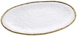 Pampa Bay Porcelain Large Oval Thanksgiving, Christmas, Hannukah, and Holiday and Party Serving Platter (White and Gold)
