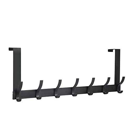 Türhaken Zum Einhängen Türgarderobe Tür Haken mit 14 Haken Aus Aluminiumlegierung, Ohne Bohren Handtuchhalter Innenseite Haken Kleiderhaken für Mäntel Hüte Roben Handtücher, 1-4.5cm Breite der Türen Cover