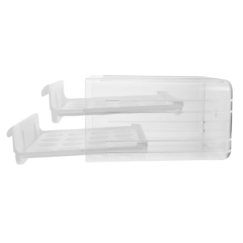 PENIKOKO 冷蔵庫用引き出し式二層格卵収納ケース 大容量スペース 衝撃防止設計 透明視認可能 キッチン整理便利 保鮮 携帯用卵ホル 再利用可能