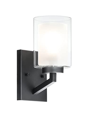 XiNBEi Lighting Black Wall Sconce 1-Light Dual Glass Bathroom Vanity Sconce