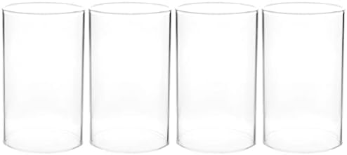 Garneck 4pcs Christmas Glass Candle Covers Clear Glass Candleholder Tube Shade Open Flame Candle Chimney Tube Cover Open Ended Cylinder Clear