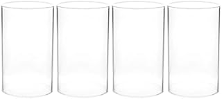 Garneck 4pcs Christmas Glass Candle Covers Clear Glass Candleholder Tube Shade Open Flame Candle Chimney Tube Cover Open Ended Cylinder Clear