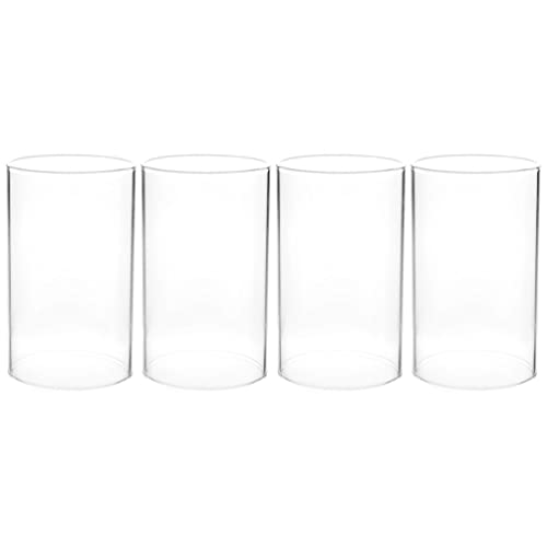 4 stycken glascylindrar utan botten, munblåst, öppning, glashus, vindljusglas, ljushållare för ljus, lyktljus, hem, vardagsrum, bröllop, dekoration, 15 x 6 cm, transparent