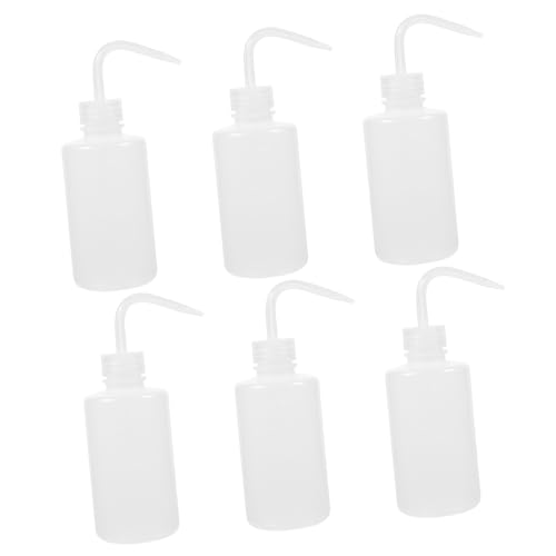 HEALEEP Rinse Pot Set 6pcs Plastic Washing Bottle Refillable for Shampoo Lotion