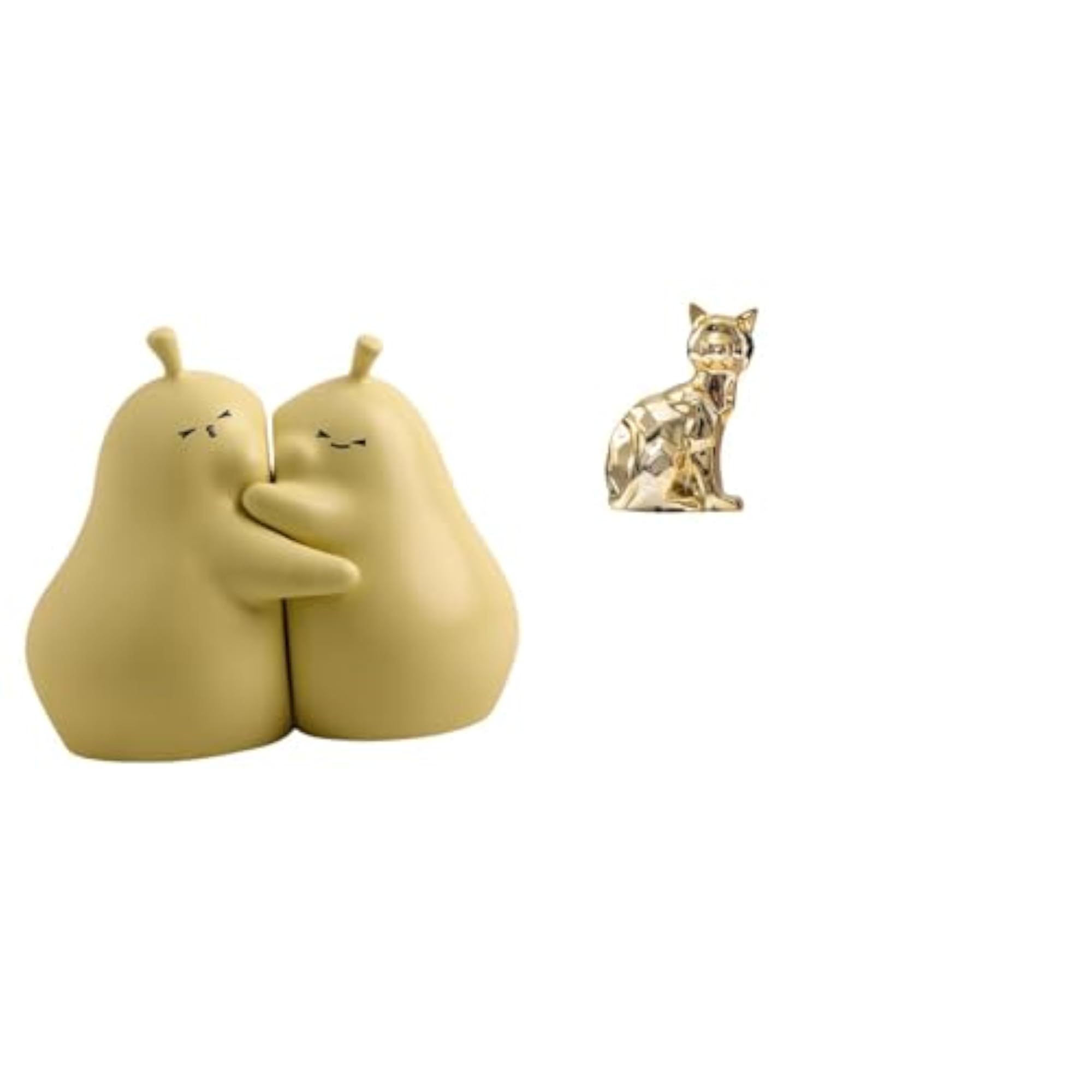Hugging Pear Book Stand Ceramic Bookend, Cat Statue