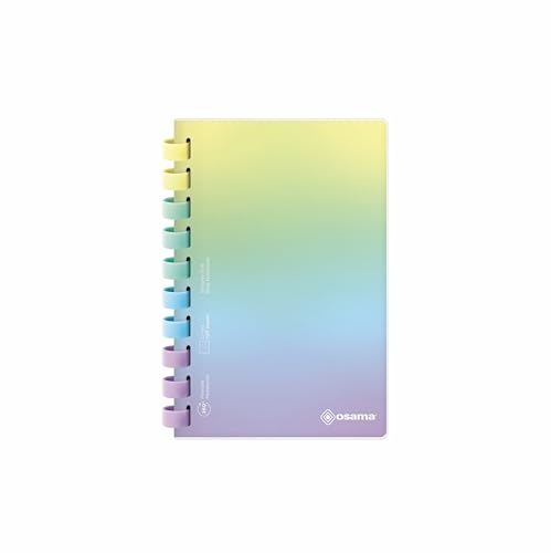 OSAMA - Cuaderno A5 15x21 Rayado, Libreta A5 de Anillas, Tapa Silicona Flexible Anti Arañazos y 120 Hojas Rayadas - Libretas Bonitas para Material Escolar y Papelería, Notebook Bloc de Notas Ecológico