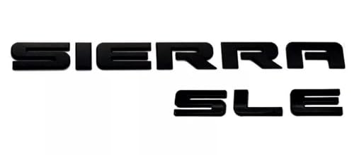 Image of 4Pc Sierra SLE Letter Emblem 3D Badge Front Door /Rear Tailgate Replacement for Sierra (Matte Black)