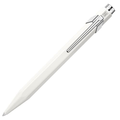 Stylo bille Caran d'Ache 849 Classic blanc laqué, l'excellence de l'écriture encre bleue M