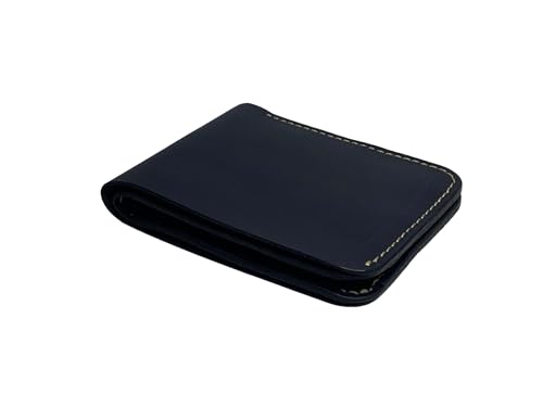 LeatherWorks Leather Wallet for Men, Bifold, Minimalistic, Durable, Handstitched to perfection, 6 Credit Card Slots, 2 Hidden Slots, 1 Cash Slot - Full grain genuine Leather (Space Cadet)